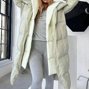 Multicolor Casual Women's Color Block Hooded Long Coat